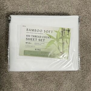 🆕 BAMBOO SOFT 100% Rayon Bamboo 400-Thread-Count White Sheet Set King